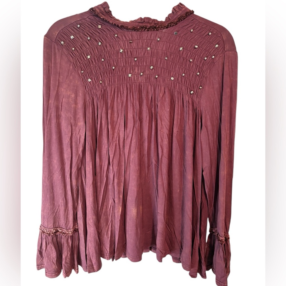 POL Purple‎ Smocked Ruffle Blouse